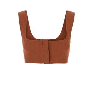 Le Kasha Women Brick Linen Jirja Crop-Top